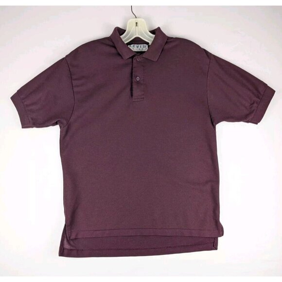 Vintage Levis Polo Shirt Mens Medium Maroon Solid Short Sleeve Golf 90s - Picture 1 of 6